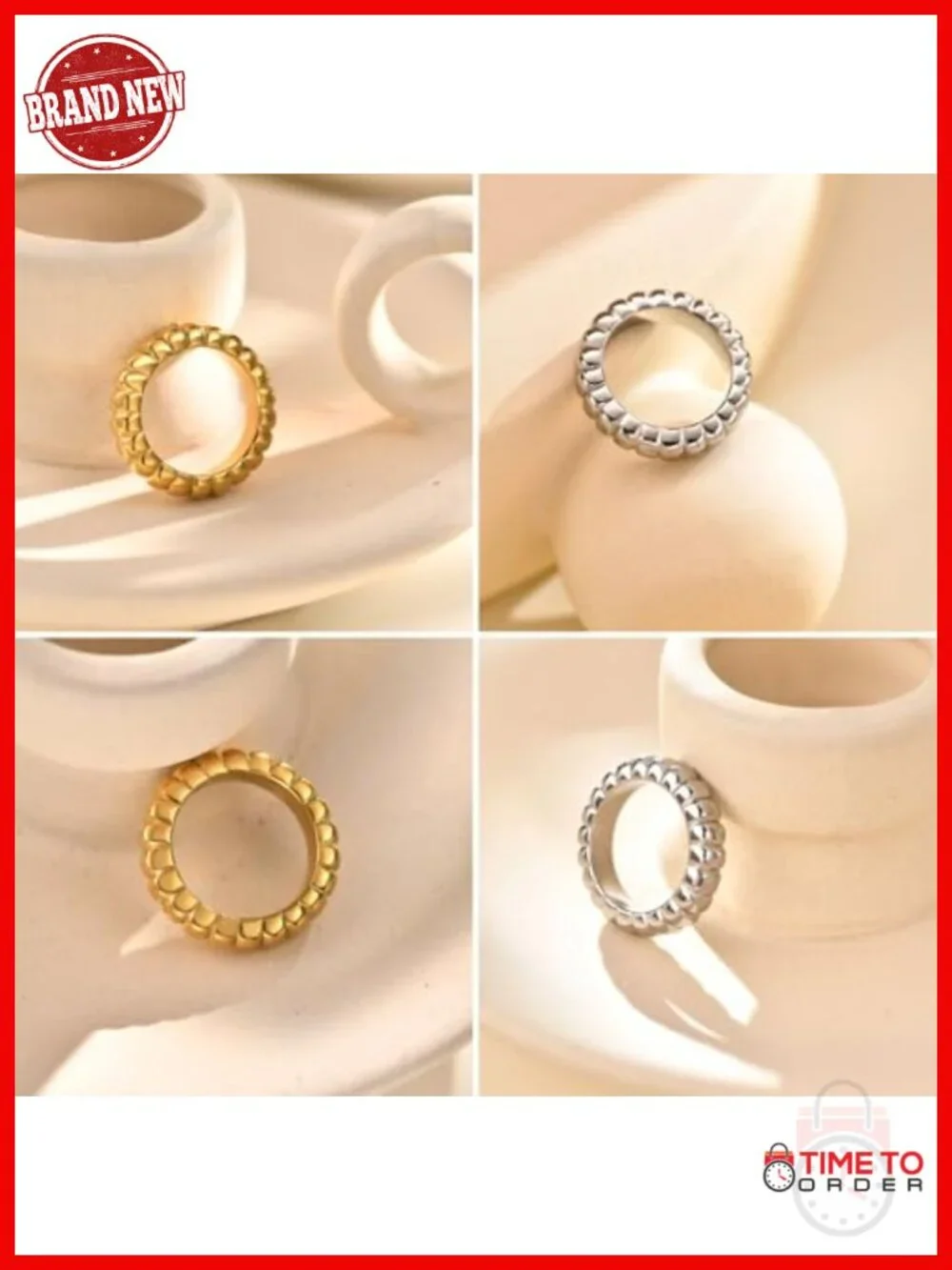 14K Gold Filled Chunky Statement Stackable Band Ring Women